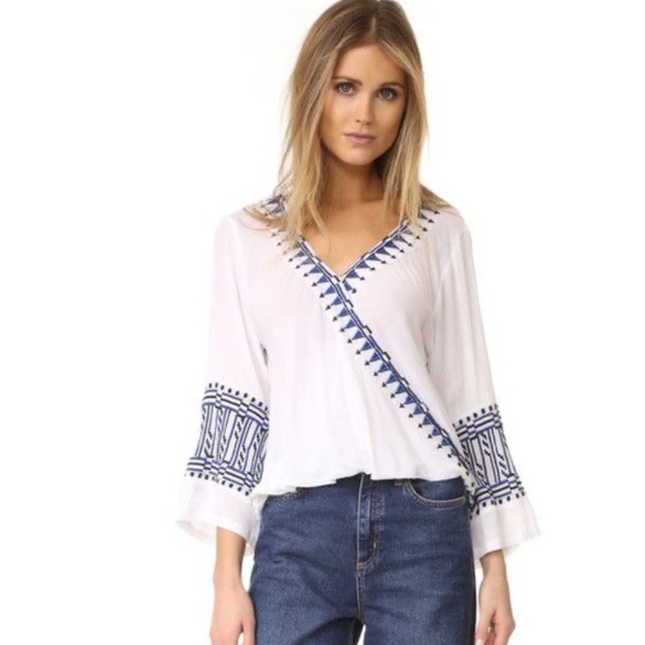 Revolve Piper by Townsen Crepe Embroidered Boho Top - Picture 1 of 9